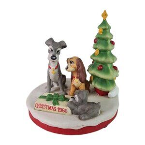 1980 Disney Grolier Limited Edition Figurine Christmas “Lady & The Tramp”